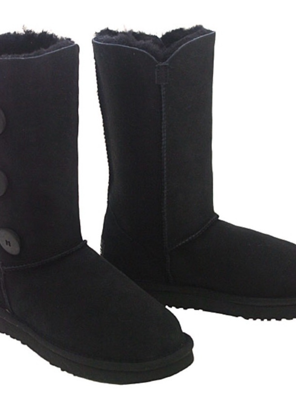 UGG Women's Black Button-Detail Shearling Boots